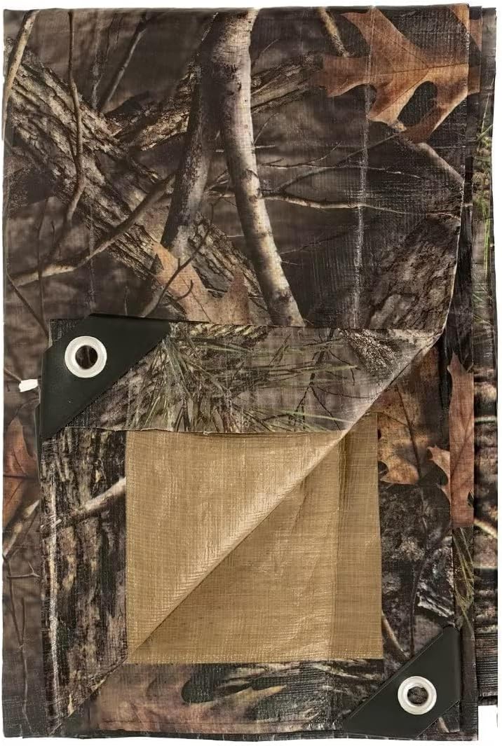 LOOGU Heavy Duty Waterproof Tarp, Bionic Tree Camo Multi Purpose Poly Cover