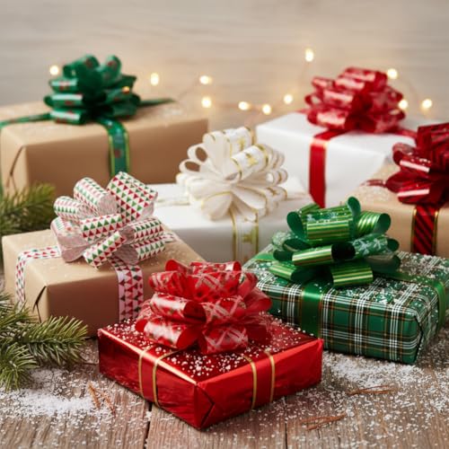ONTODEX 27PCS Christmas Gift Wrap Bows for Presents, Xmas Pull Bows Easy and Fast Ribbons Gift Wrapping Accessory Holiday Decoration
