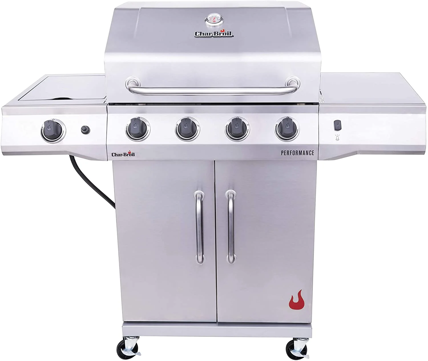 Char-Broil Performance Series Convective 4-Burner with Side Burner Cabinet Propane Gas Stainless Steel Grill - Stainless Steel Performance 4-Burner Side-Burner