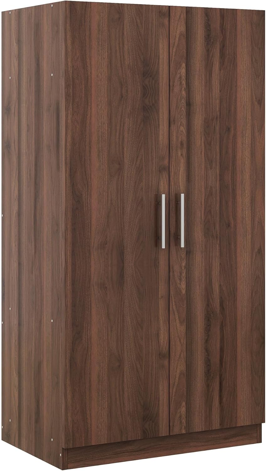 Wooden Armoire, Wardrobe Closet Cabinet with Hanging Rod and Storage Shelves, Freestanding Wardrobe Closet with Doors for Bedroom, Dressing Room, Laundry Room, Brown