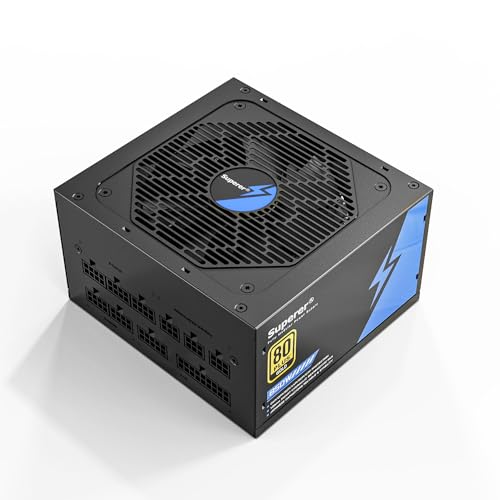 Superer 750W Power Supply, PC PSU Computer Gaming Low Noise Black ATX for GPU 4080 4070Ti 3090 3080Ti 4070, (CE Safety Certified), Silent FDB Fan