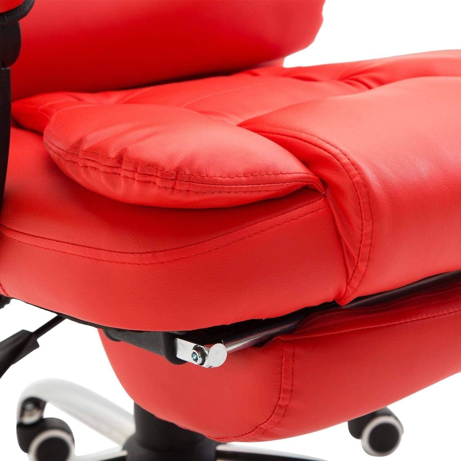 HOMCOM High Back Reclining PU Leather Executive Office Chair with Footrest (Red)