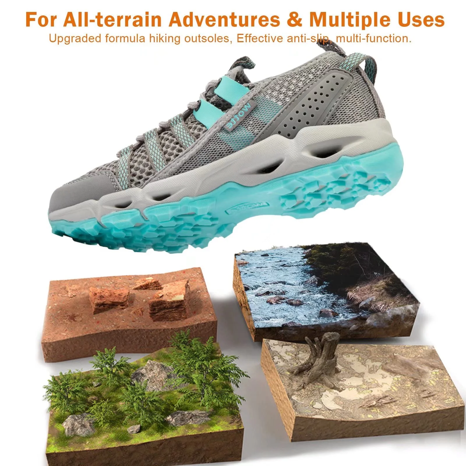 NeedBo Women's Hiking Water Shoes Quick Drying Outdoor Sport Sneakers, Blue 10.5