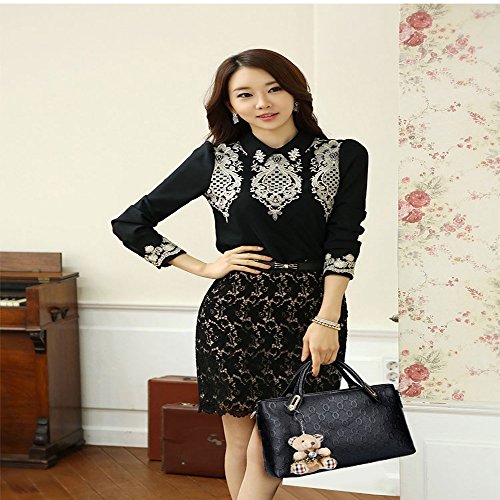 Women 4 Pcs Top Handle Satchel Hobo Handbag Set Large Tote +Purse +Shoulder Bag+Card Holder