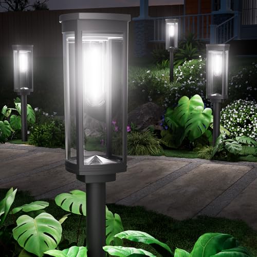 8 Pack Bright Solar Pathway Lights Outdoor,IP65 Waterproof Auto On/Off Solar Garden Light Path Lights Solar Powered for Outside Yard Path Lawn Walkway Driveway Landscape Lighting Patio Decor