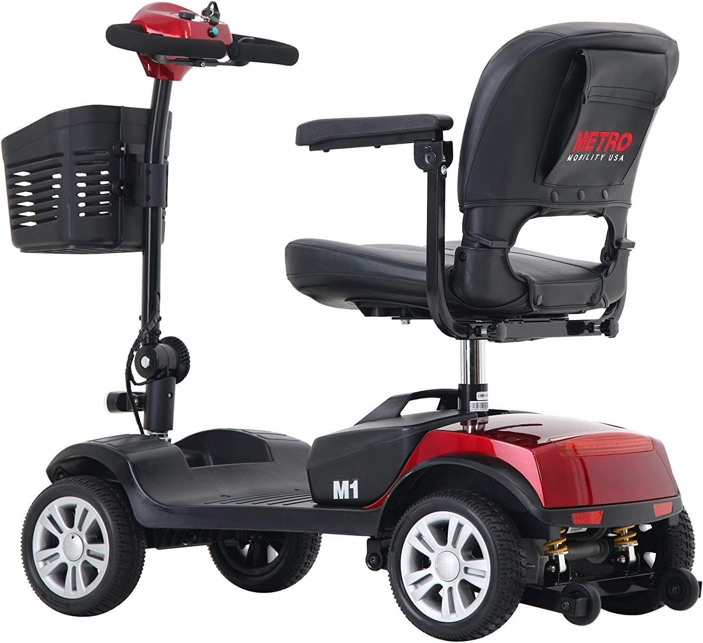 Folding Mobility Scooter for Seniors 4 Wheel Scooter for Adults Electric Medical Scooter Compact for Travel - Electric Powered Wheelchair Device - Compact Heavy Duty Mobile (M1 Red)