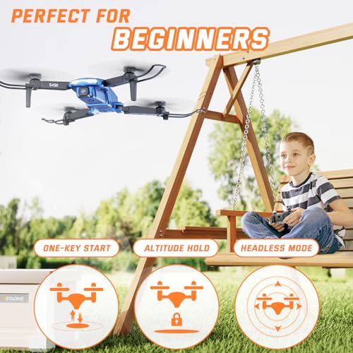 S450 Drones for Kids, FPV Drone with Camera 1080P and 2 Battreies, One Key Take Off/Land, Speed Adjustment, Altitude Hold, Mini Foldable RC Quadcopter Toys Gifts for Beginners