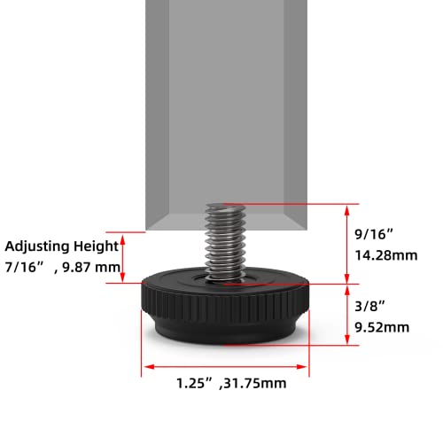 8 Pack 5/16-18 Stainless Steel Adjustable Threaded Furniture Leg Leveling Feet Screw-in Glide Levelers,Screw Foot Levelers Screw On Furniture Glide Leveling Table,Chair,Furniture