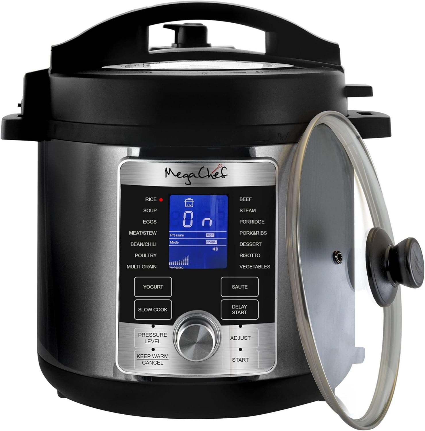 Megachef 6 Quart Stainless Steel Electric Digital Pressure Cooker with Lid