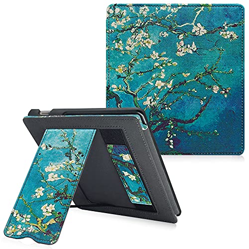 Stand Case for All-New Kindle Oasis (10th Generation, 2019 Release and 9th Generation, 2017 Release) with Hand Strap/Auto Sleep & Wake/Magnetic Closure (Apricot Blossom)