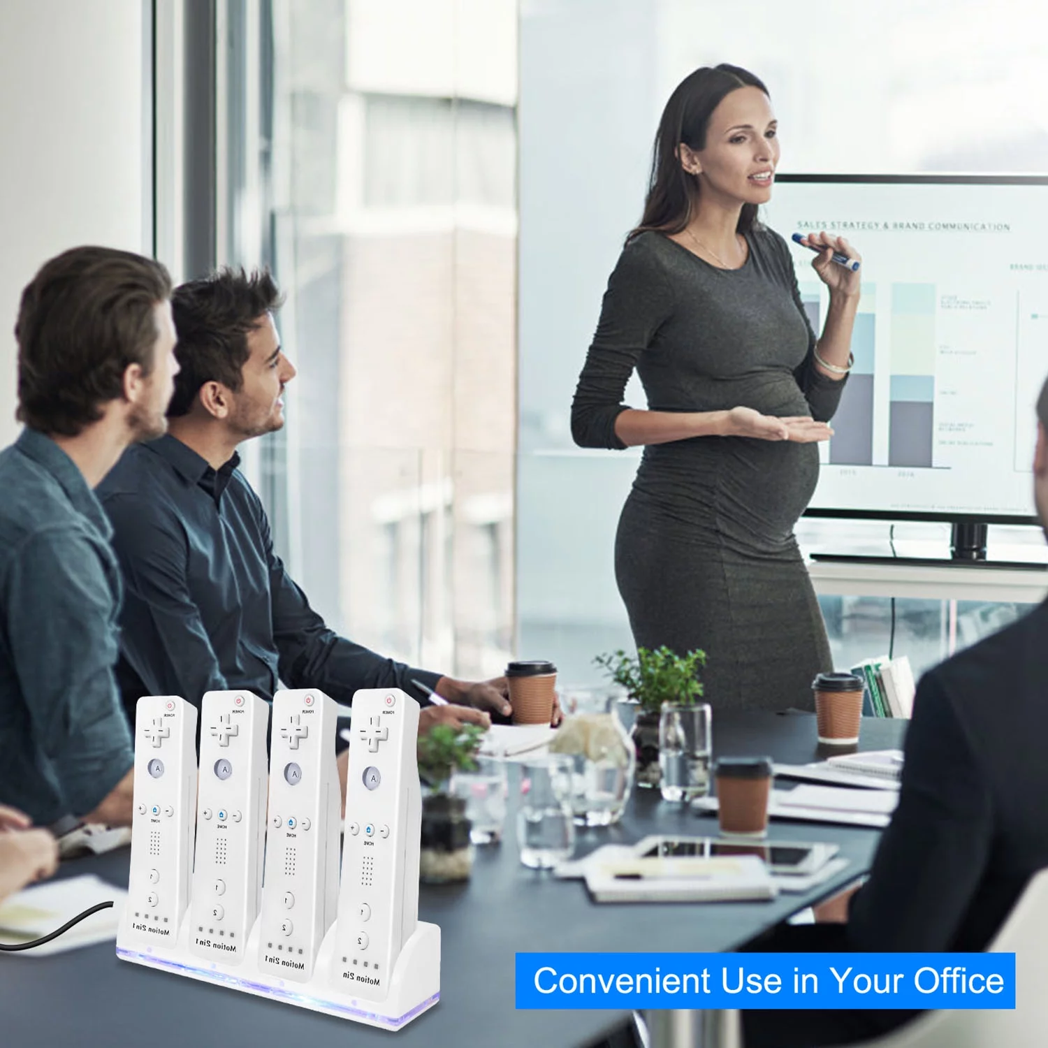 iMountek 4 Remotes Charging Dock Game Controller Charger for Wii Nintendo White