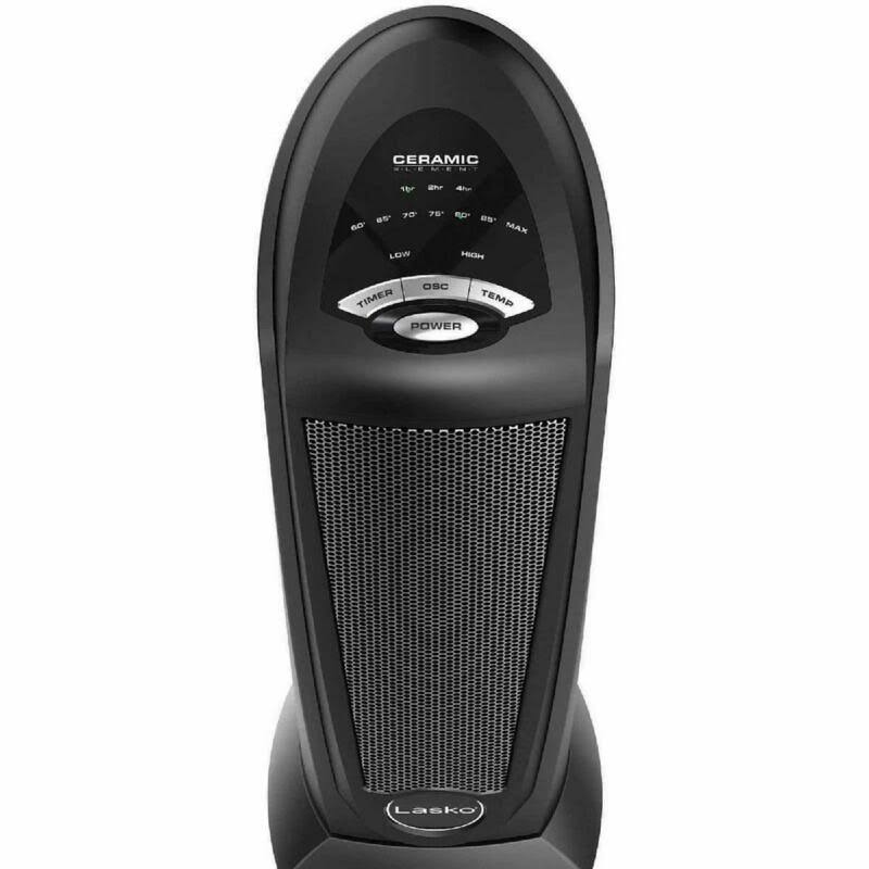 Lasko 1500W Ceramic Tower Space Heater with Remote, CT22410, Black