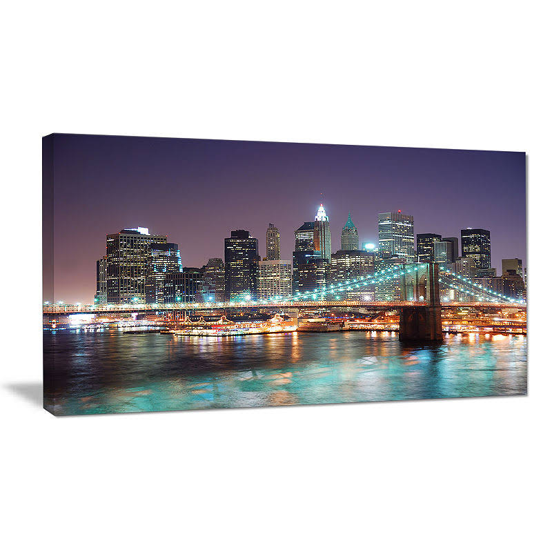 New York City Manhattan Skyscrapers - Cityscape Canvas Print - Multi-Color - 40 in. Wide x 20 in. High