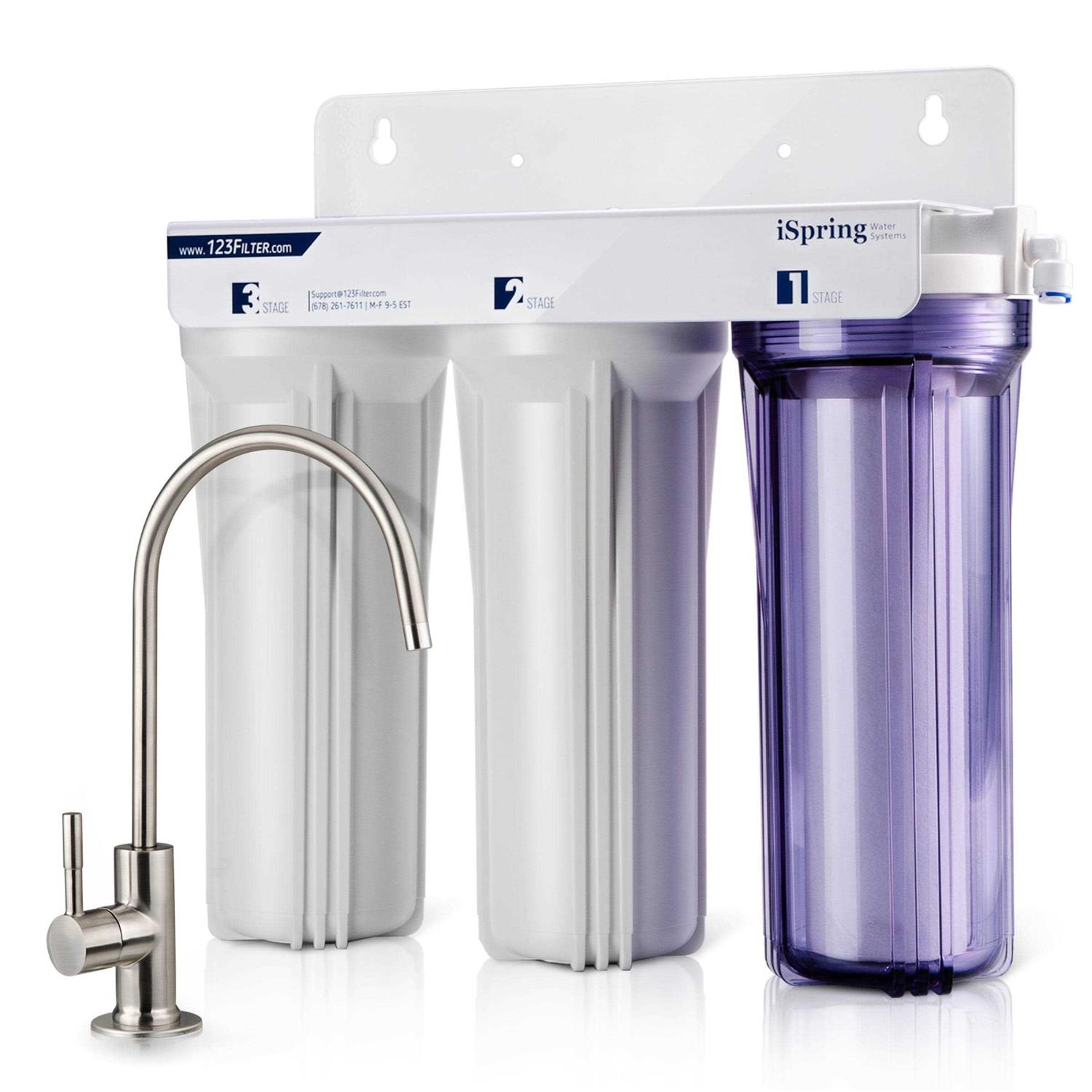 iSpring US31 3-Stage Under Sink Tankless Drinking Water Filtration System-Includes Sediment