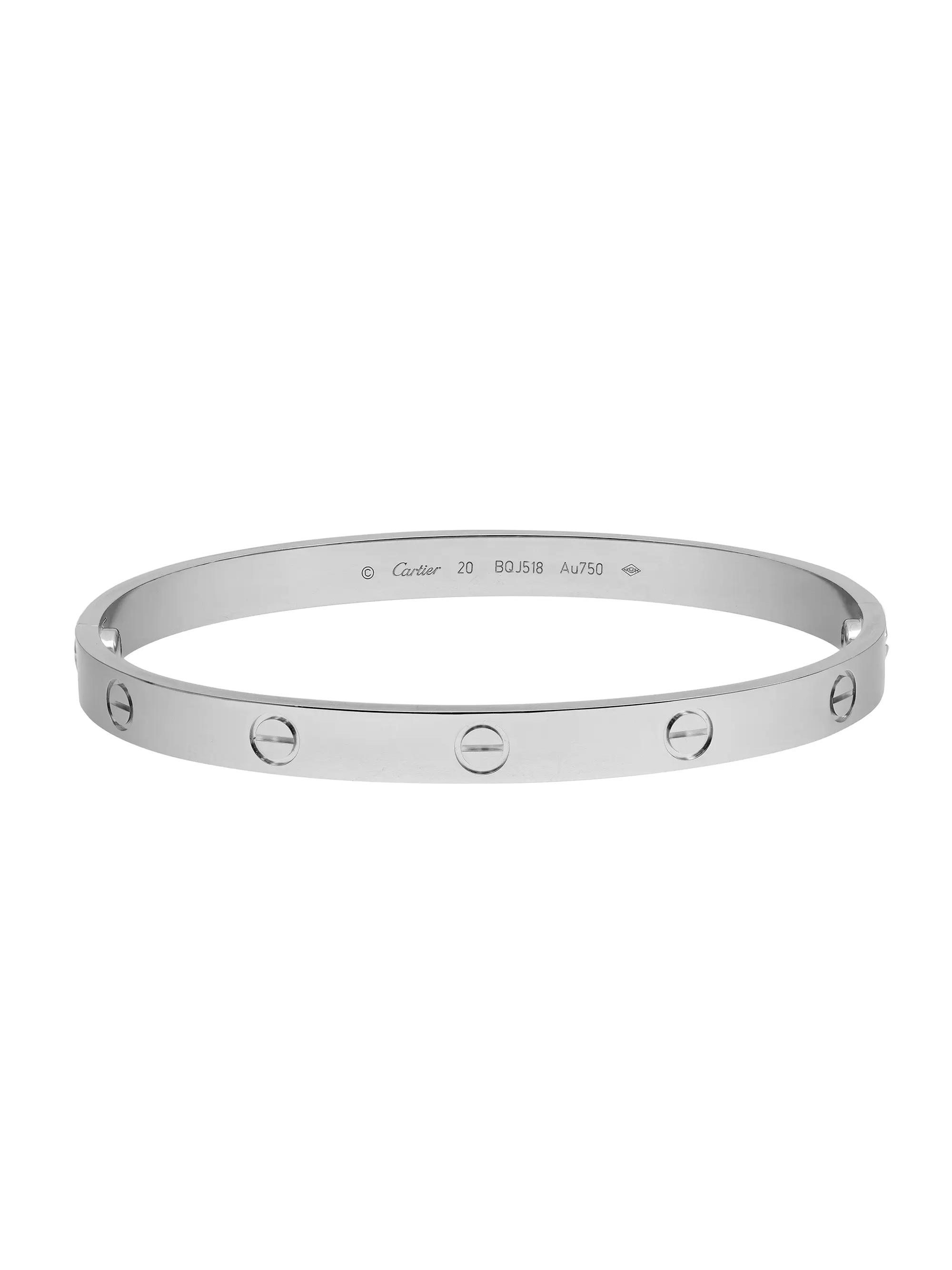 Cartier Love Bracelet Unisex 18K White Gold Size 20 New Style