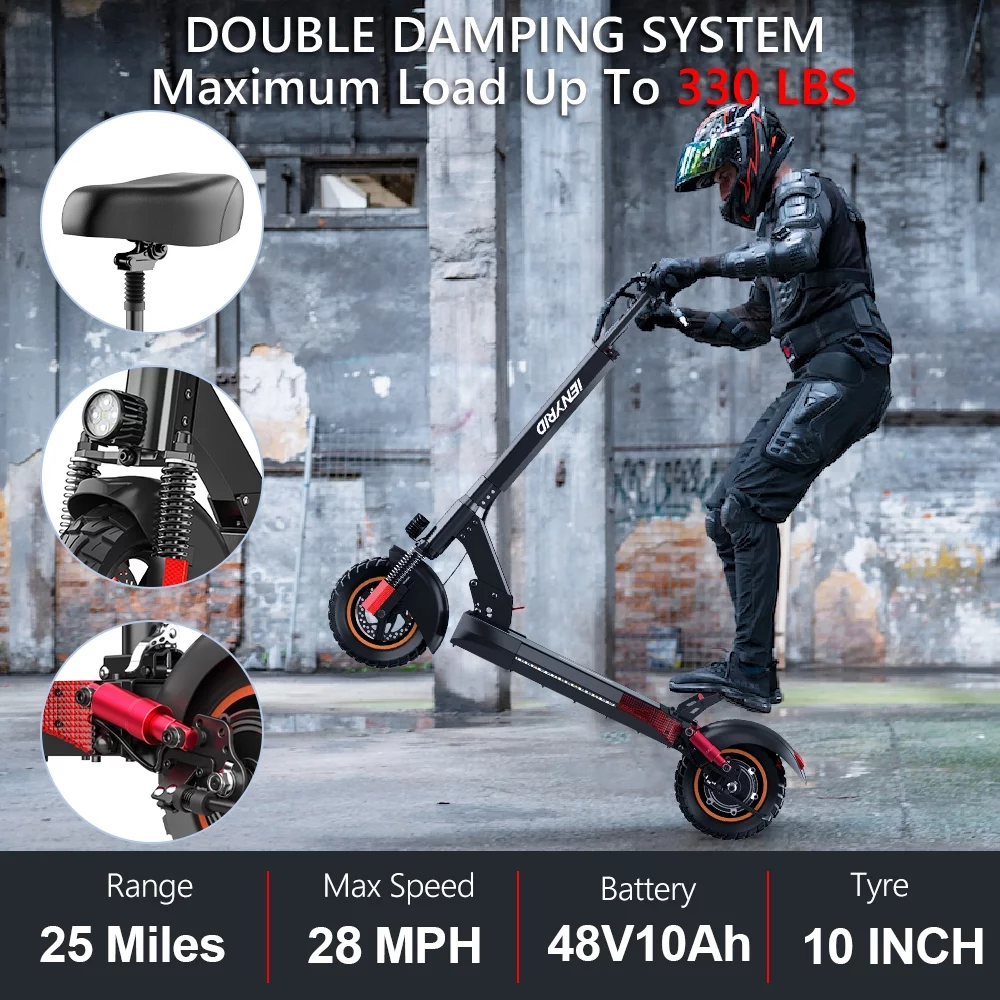 Electric Scooter 28 mph & 25 Miles 700W Kick Scooter, 10