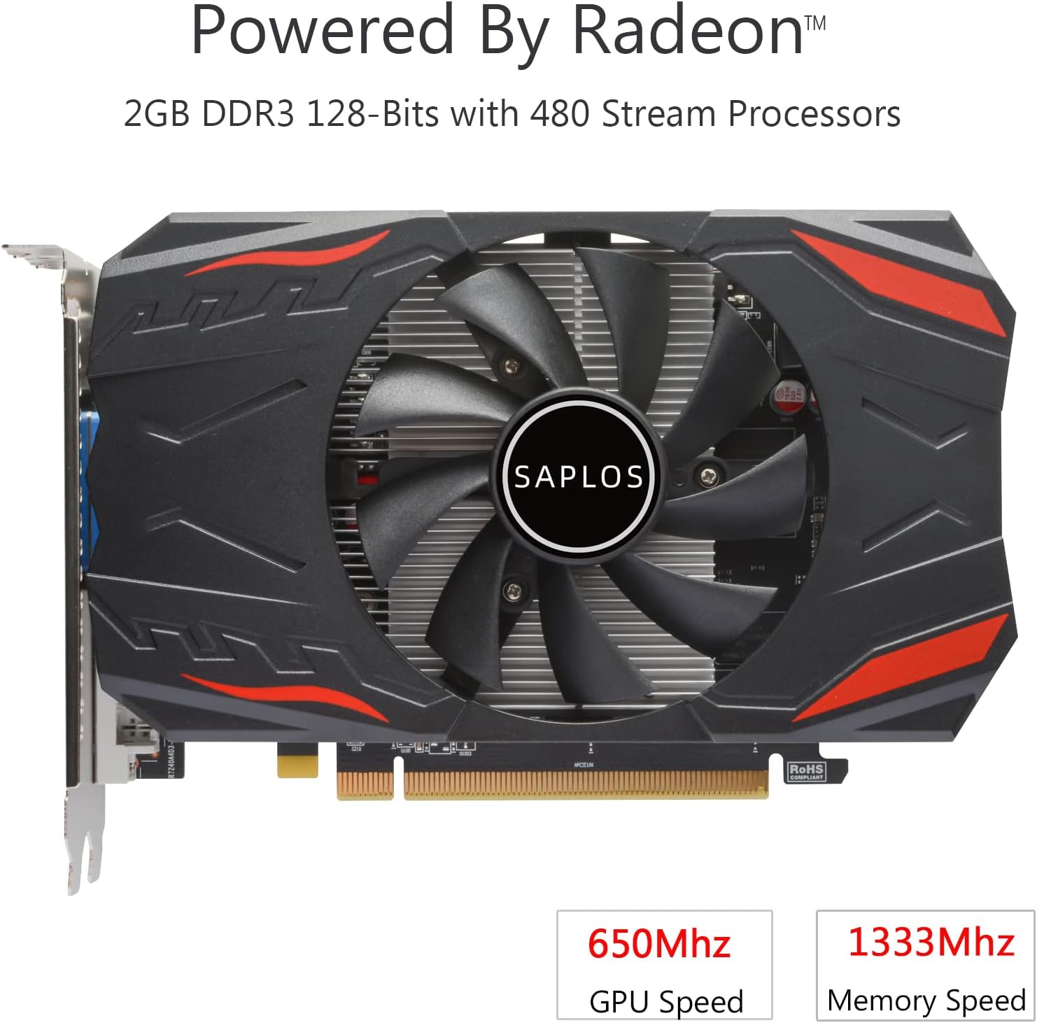 SAPLOS Radeon HD7670 Graphics Card,2GB,128bit, DDR3, HDMI/VGA/DVI,PCI Express 2.0 X16, 650MHz Core Frequency Desktop Gaming Video Card for PC,DirectX 11