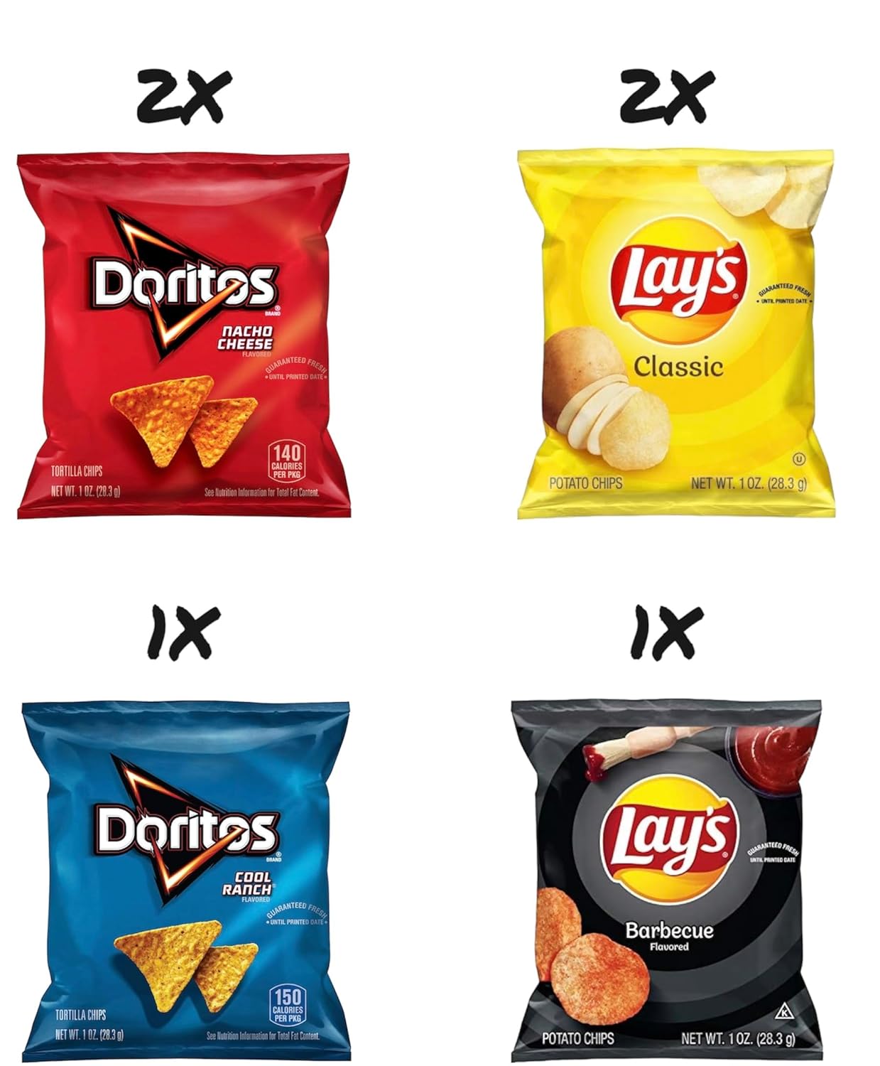 Frito-Lay Party Mix Variety Pack - Lay's, Ruffles, Cheetos, Doritos, Fritos, and Funyuns Snack Box, 10 Count