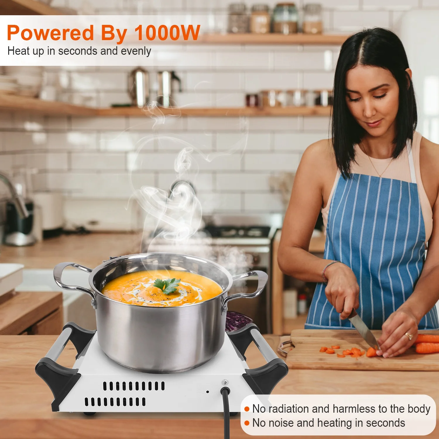 iMounTEK Electric Stove 1000W Electric Single Burner Portable Heating Hot Plate Stove Countertop RV Hotplate with 5 Temperature Adjustments, 12.2x9.84x3.35in Black