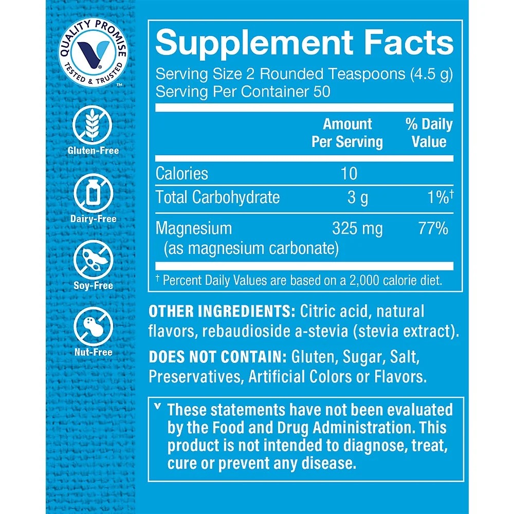 The Vitamin Shoppe Calm Zone Magnesium Mineral Powder, 325mg Raspberry Lemon Relaxation Drink for Muscles, Digestive & Bone Support – Natural Flavors for Calm & Regularity (8 Ounces Powder)