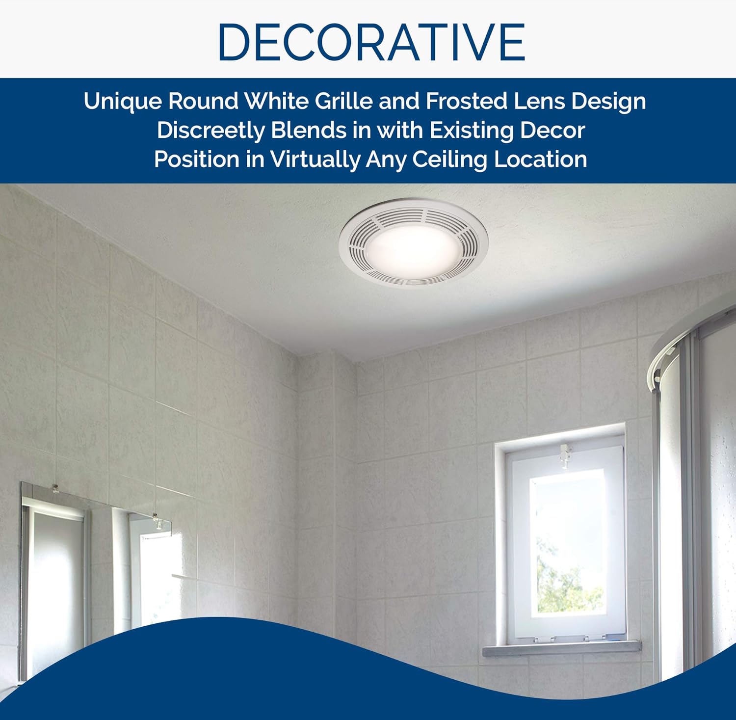 Broan-Nutone 8664RP Exhaust Fan and 100-Watt Incandescent Light with Glass Lens, Bathroom Ceiling Ventilation Fan, 100-Watts, 100 CFM