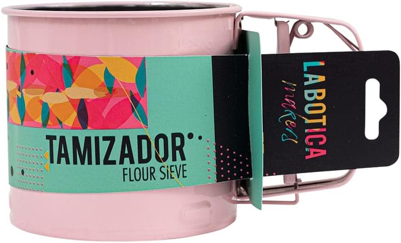 Double Layers Sieve Stainless Steel Hand-held Flour Sifter, Handheld Sieve Flour Strainer, Fine Kitchen Cooking, Sieve Tools for Cooking, Pastry Baking Kitchen Utensil, Pink