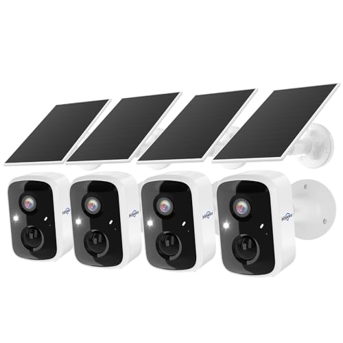 Hiseeu Solar Security Cameras Wireless Outdoor 2 Pack, Battery Powered 3K 4MP wifi Cameras for Home Surveillance, PIR/AI Motion Detection, Waterproof, Color Night Vision, 2-Way Audio, Cloud/SD Storage
