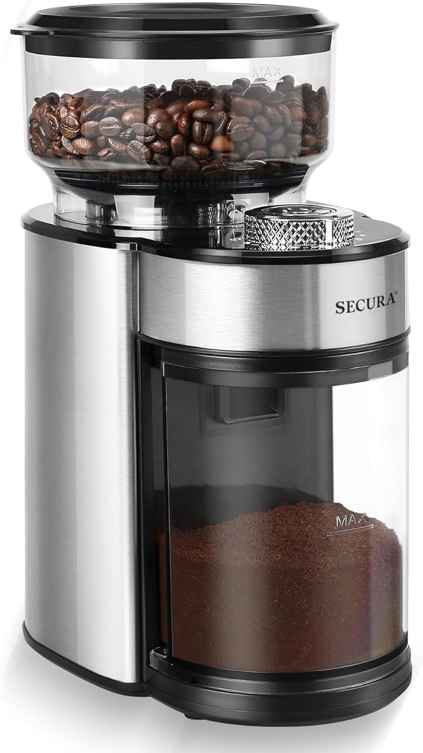 Open Box Secura Coffee Grinder Electric Conical Burr Coffee Grinder - Stainless Steel