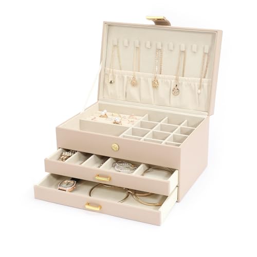 Jewelry Drawer Organizer, 6 in 1 Stackable Jewelry Organizer Trays, Jewelry Box with 4 Drawers for Rings Earrings Necklaces Bracelet, White