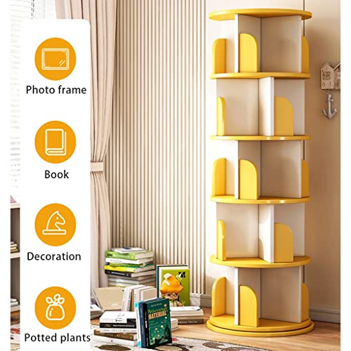 Revolving Bookshelf Rotating Bookcase 5-Shelf Multifunctional 360 Degree Rotating Bookcase for Bedroom Living Room and Home Office (Color : Grey, Size : 50 * 157cm)