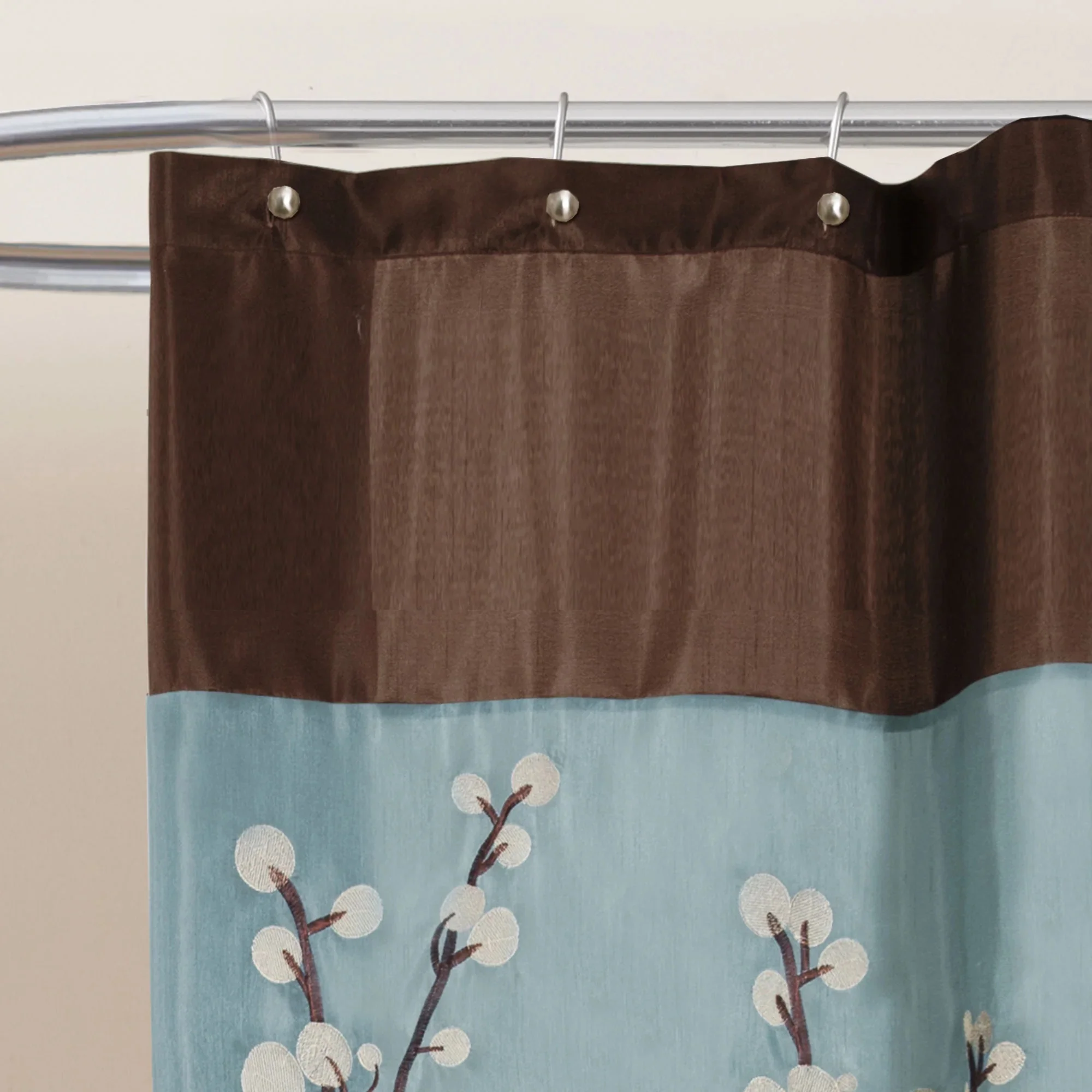 Lush Decor Cocoa Flower Floral Shower Curtain, 72x72, Blue/Brown, Single