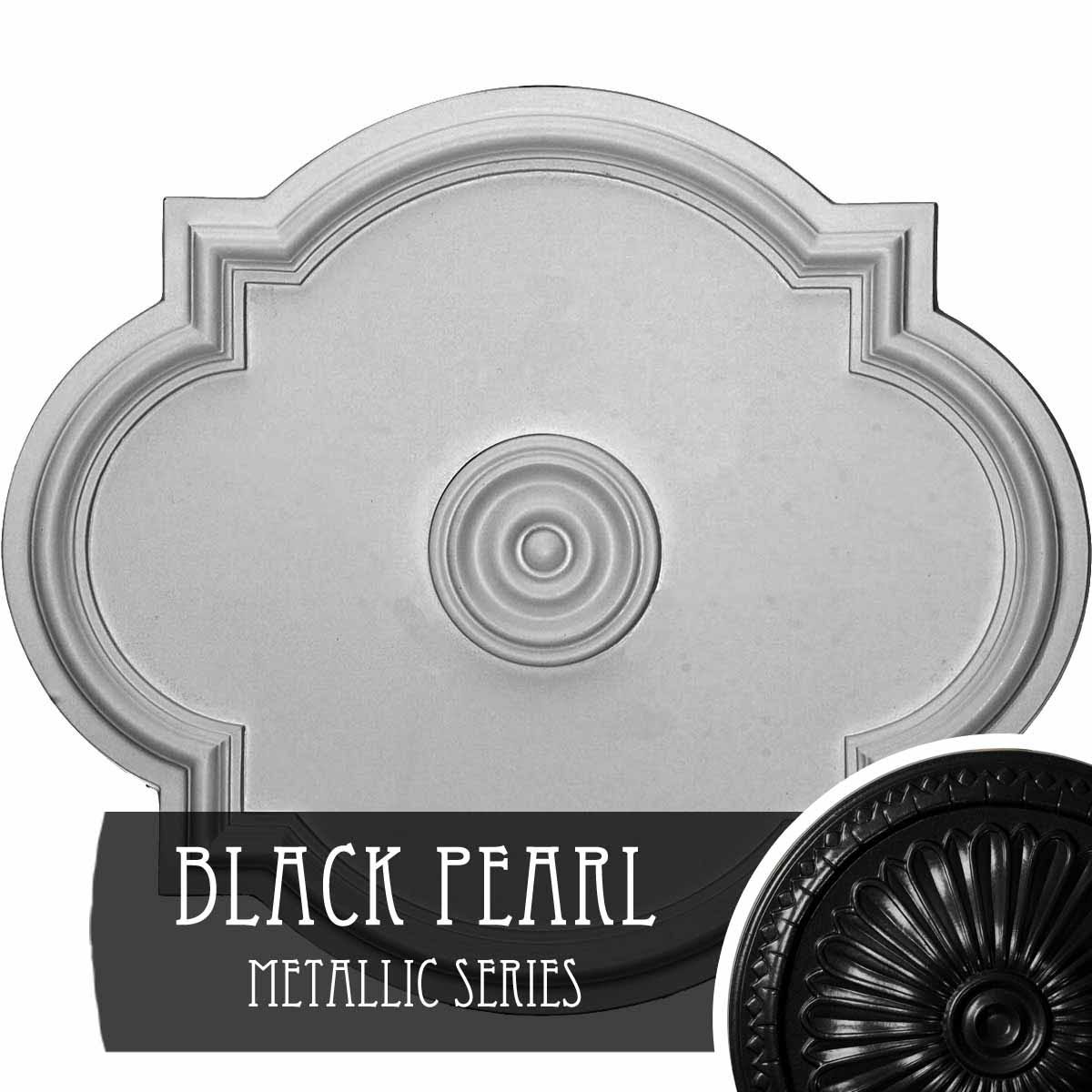 24 inchw x 20 1/2 inchh x 1 1/8 inchp Waltz Ceiling Medallion (Fits Canopies Up to 5 1/4 inch), Hand-Painted Black Pearl