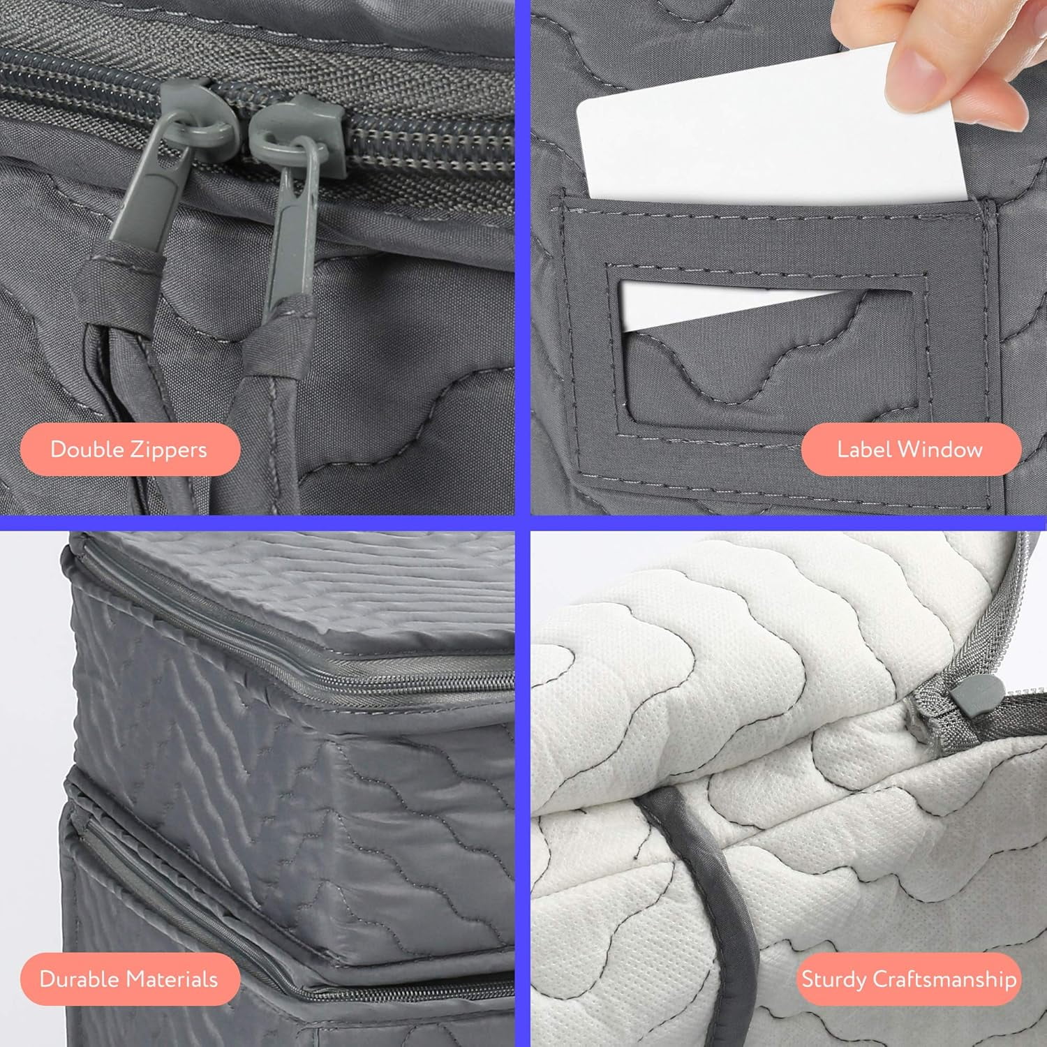 China Storage Containers - Quilted 6-Piece Set Storage Box- Stores Chinaware, Stemware, Dinnerware, Dish Storage Service for 12, 48 Pcs Felt Protectors, Cardboard Dividers Included