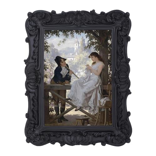Antique Picture Frames 8x10 Vintage Victorian Ornate Picture Frames with Front Glass Wall Mount and Tabletop Gothic Home Decor Retro Gallery Wall Art,1 Pack,Black