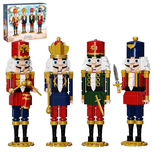 Christmas Nutcracker Building Kits, Xmas Nutcracker King and Soldier Sets, Contains Kings, Drummers, Guards, Swordsmen, Compatible for Lego, Collectible Model (943 PCS)