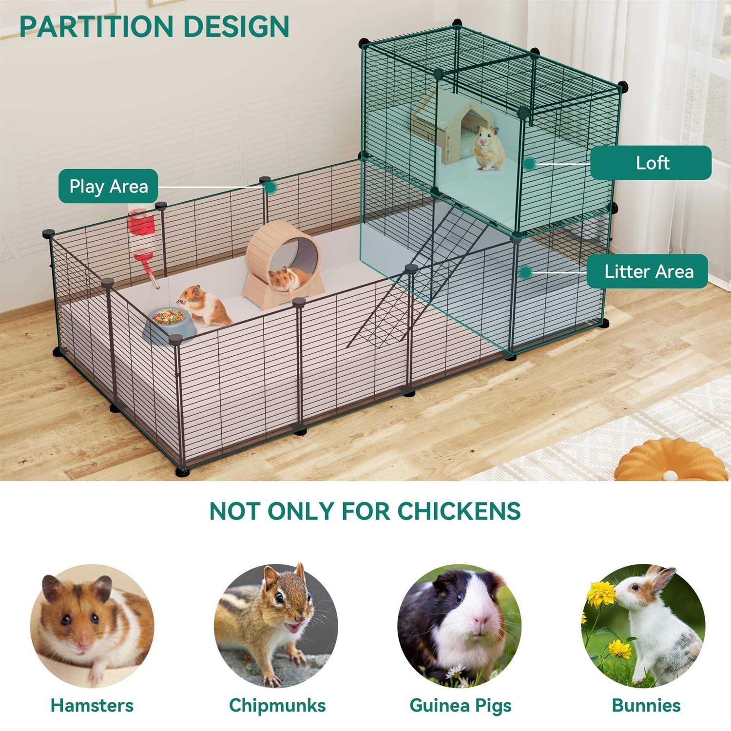 YITAHOME Guinea Pig Cage, Indoor C&C Small Animal Cage with Waterproof Plastic Liner Playpen for Bunny, Chinchilla and Hamster - Pet Supplies online store