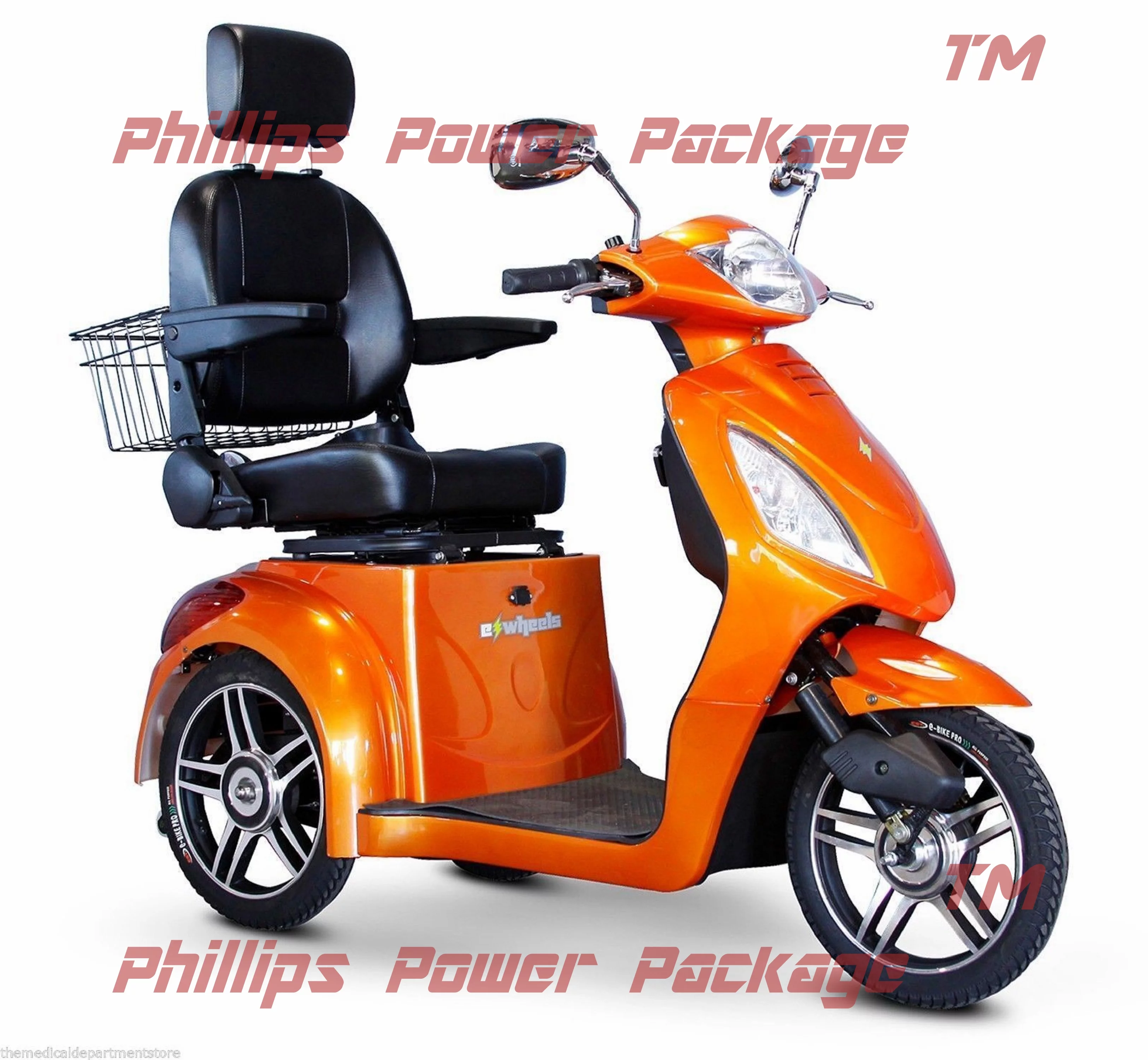 E-Wheels - EW-36 Elite Scooter w/ Electromagnetic Brakes - 3-Wheel - Orange - PHILLIPS POWER PACKAGE TM - $500 VALUE