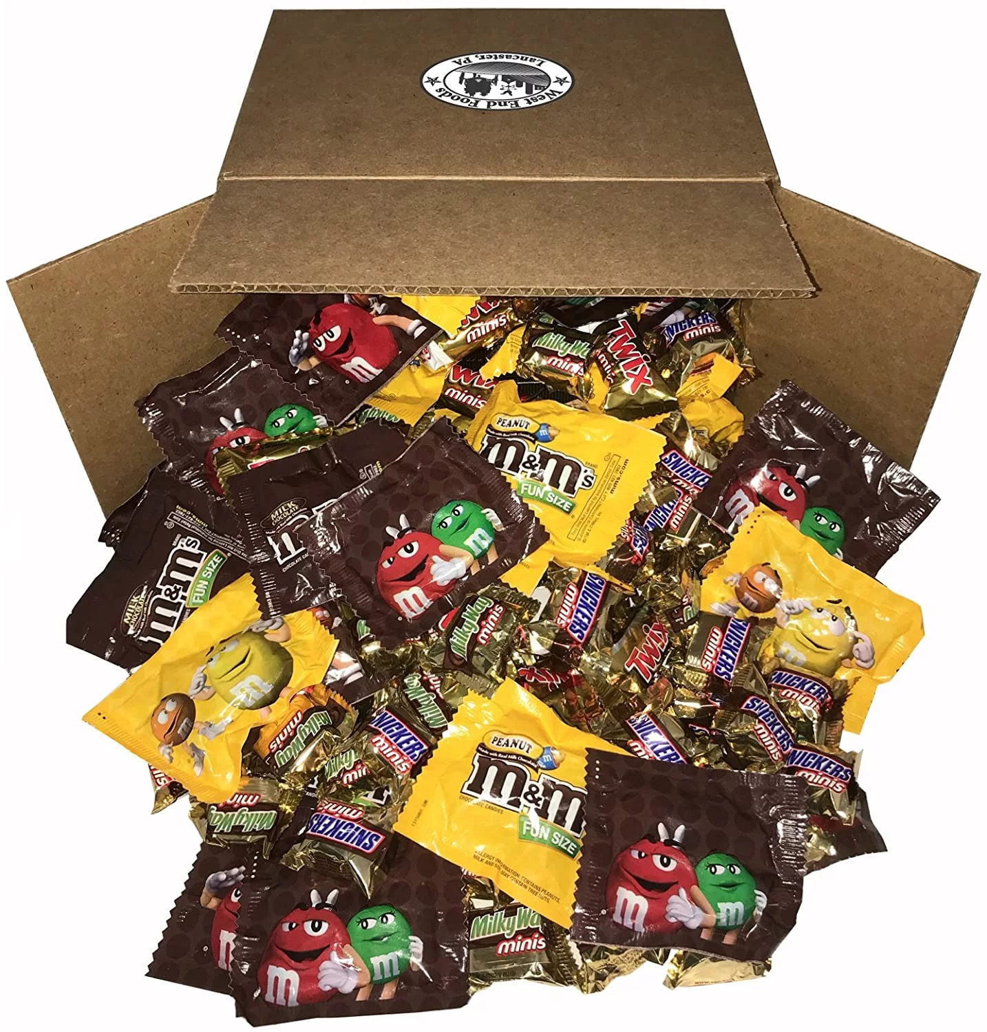 Bundle with Assorted Candy (5 lb) Variety Snack Pack of Snickers Bars, M&Ms Chocolate, M&Ms Peanuts, Milky Way and Many More, Mini Size Bulk Office, Party, & Movie Candy