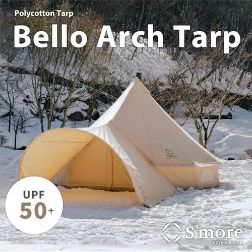S'more Canvas Bell & Teepee Camping Tent, Water Resistant, Hot Tent with Stove Jack, 4 Season Outdoor Glamping Tent, Roomy Yurt & Tipi Tent for 3-6 Person Family, 10/13ft