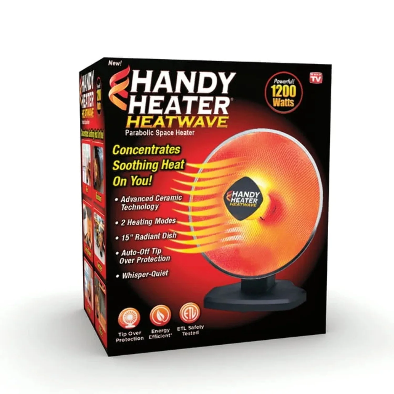 Handy Heater Heatwave Ceramic, Parabolic Electric Space Heater, As Seen On TV