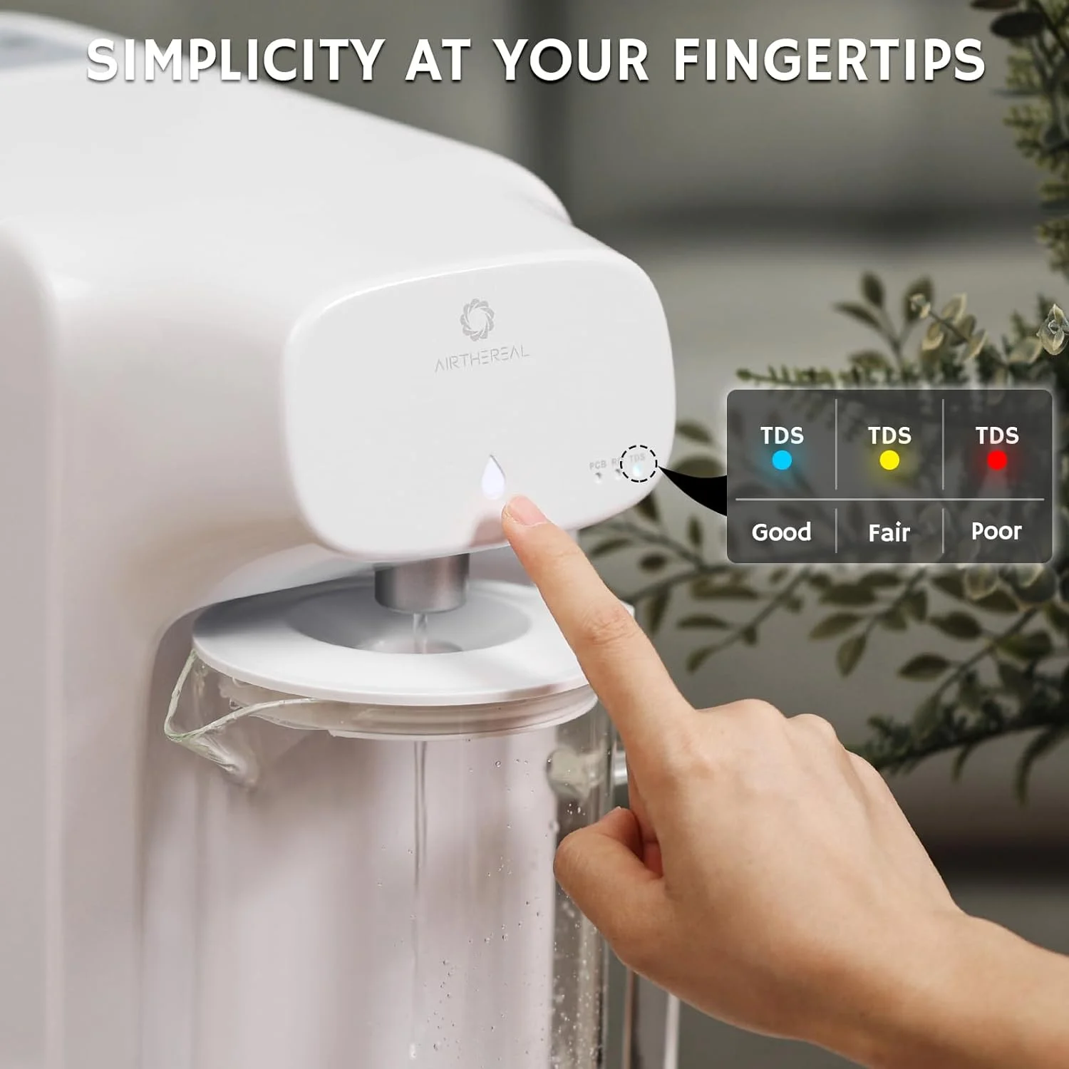 YINCHEN Reverse Osmosis Countertop Water Filter with Premium Glass Pitcher - 5 Stage Purification for Safe Drinking, No Installation RO Filtration, Purified Water Dispenser, Pristine Lite3