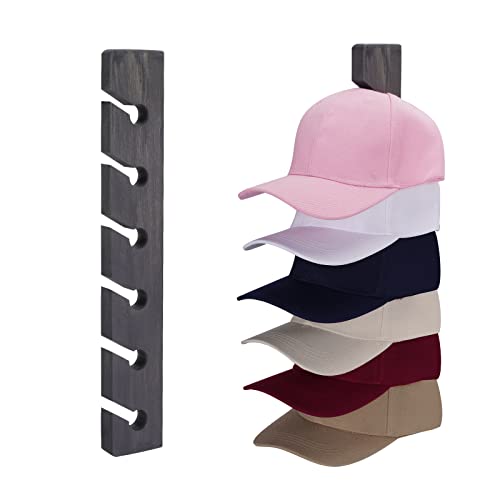 Hat Rack for Wall Baseball Cap Organizer Hanger (2 Pack) Modern Wooden Hat Holder Wall-Mounted Caps Display for Closet Door Bedroom Entryroom Laundry (Gray)