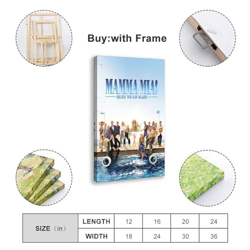 lairuyi Mamma Mia! Here We Go Again Canvas Poster Bedroom Decor Landscape Office Room Decor Gift Frame: Frame:16x24inch(40x60cm)