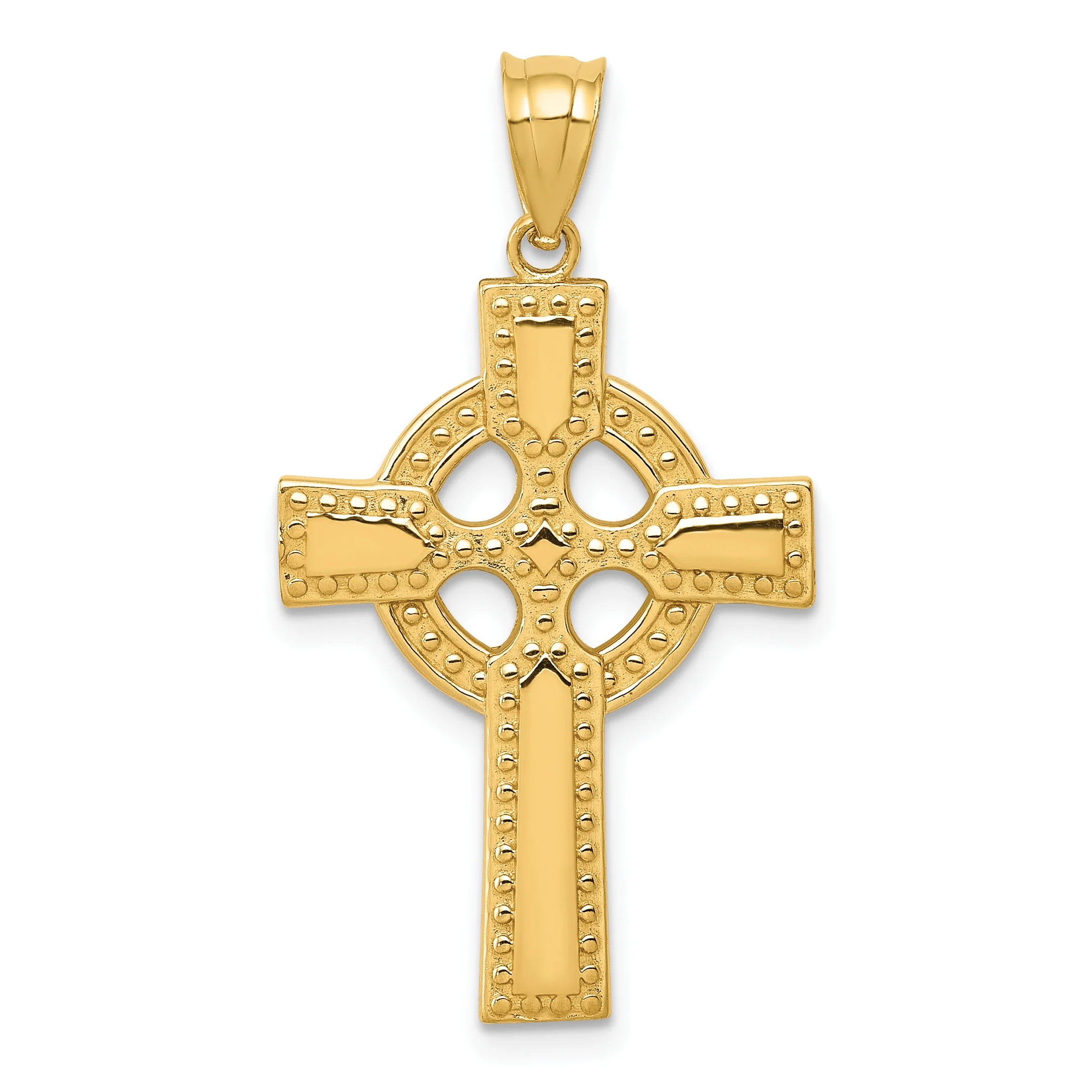 Primal Gold 14 Karat Yellow Gold Celtic Cross Pendant with 18-inch Cable Rope Chain