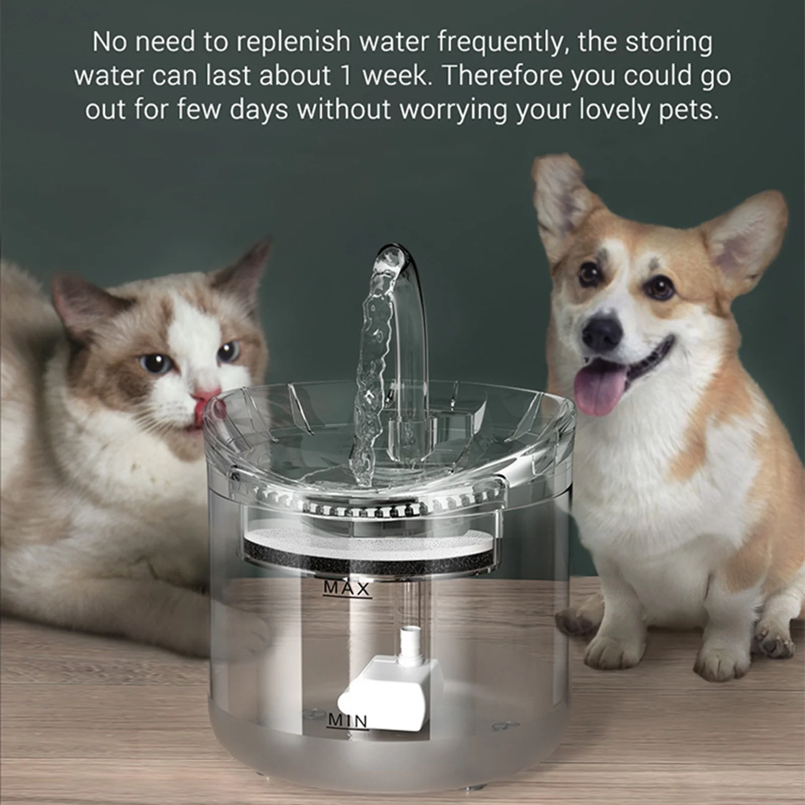 Dazzduo Drinking Fountain,2L Super Quiet Cat Water Water Pet 2 Water Water Flow Modes Super Quiet Pet Water Dispenser 2L Water Dispenser Quiet Pet 2 Water Water Dispenser Dispenser 2L Super Modes
