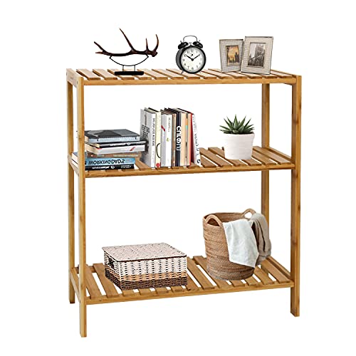 Bamboo Corner Shelf, Storage Rack Organizer, Bamboo Shelves Stand for Bathroom Kitchen Living Room Balcony (5-Tier)