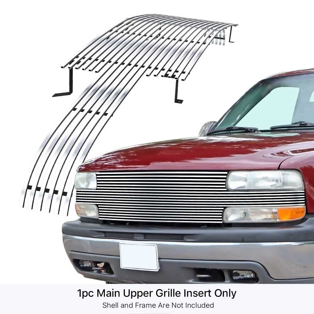 APS Compatible with Chevy Silverado 1500 1999-2002 & 00-06 Suburban Tahoe Full Face Main Upper Stainless Steel Chrome Billet Grille Grill Insert C85025A