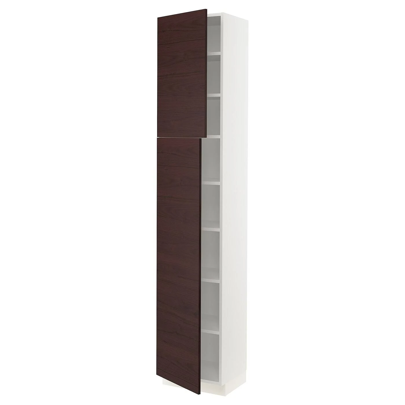 IKEA - SEKTION High Cabinet with Shelves u0026 2 Doors, White Askersund/dark Brown Ash Effect, 18x15x90 49332809
