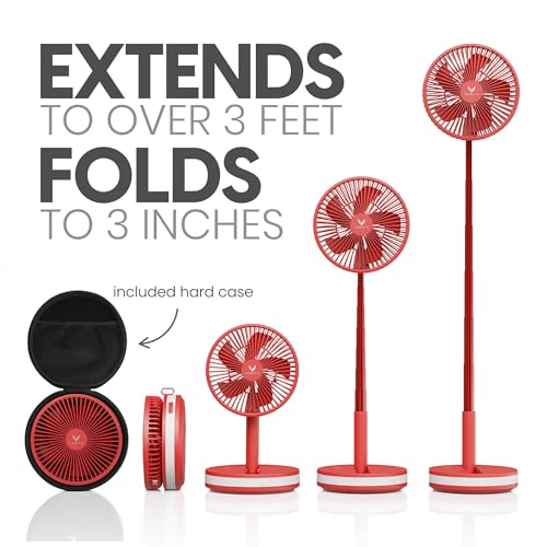 VENTY Portable Fan - Wireless Battery Operated Fan - 4 Speeds - LED Lighting - Carry Case & Remote Control - Cruise Travel - Outdoor Travel RV Power Bank With USB-C Port (Black with Case)