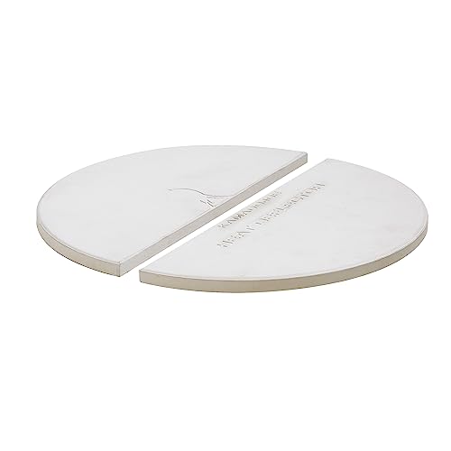 Kamado Joe Indirect Cooking Half-Moon Ceramic Heat Deflector Plates for Big Joe Charcoal Grill and Smokers in White 2-Pack, Model BJ-HDP